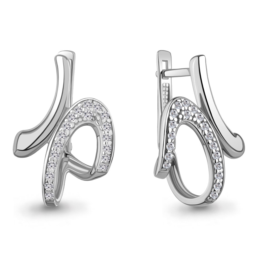 Серьги, серебро, фианит, 400618А.5